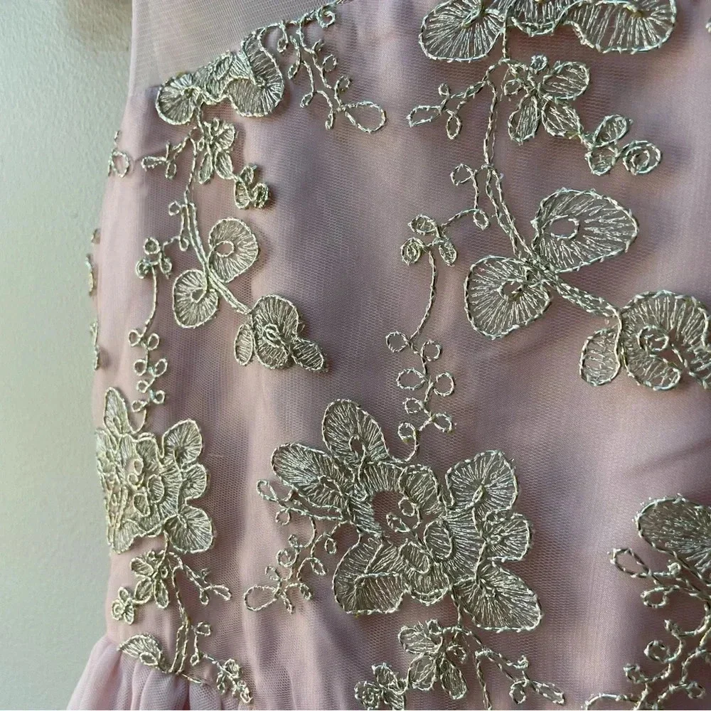 NWT THE CHILDREN’S PLACE Girls Embroidered Lace Dress Gold Beading Pink